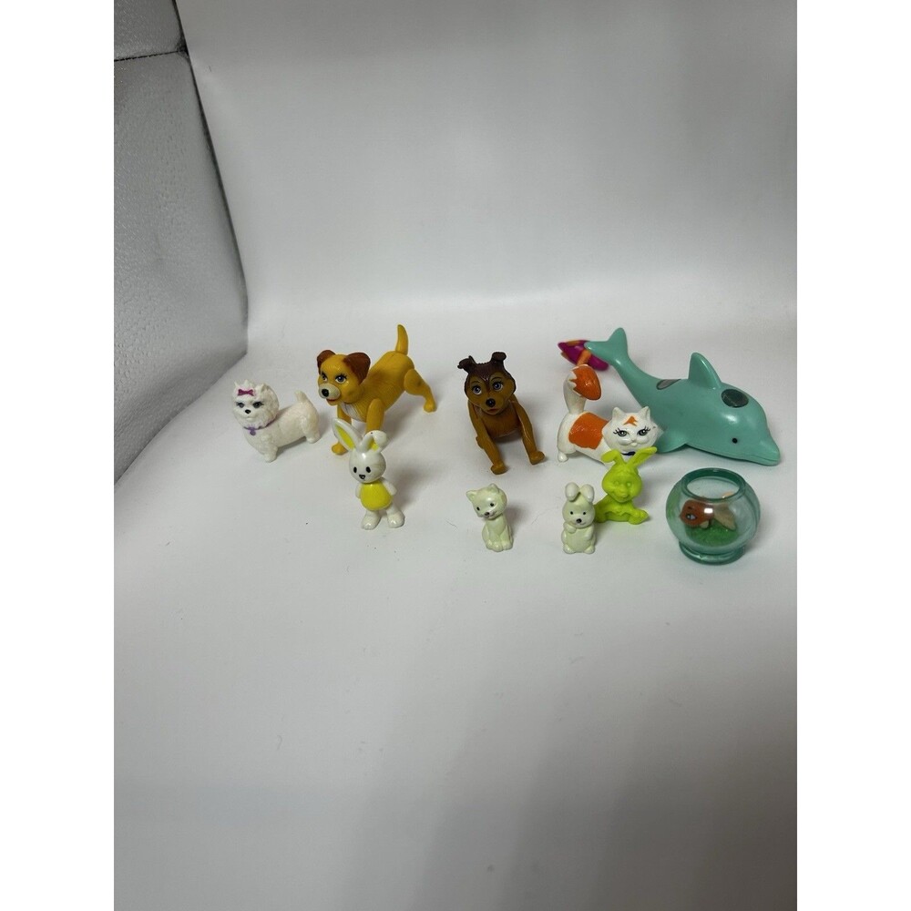Lot Of 9 Miniature Toy Animals Barbie Polly Pocket Dollhouse Pets Mixed Lot
